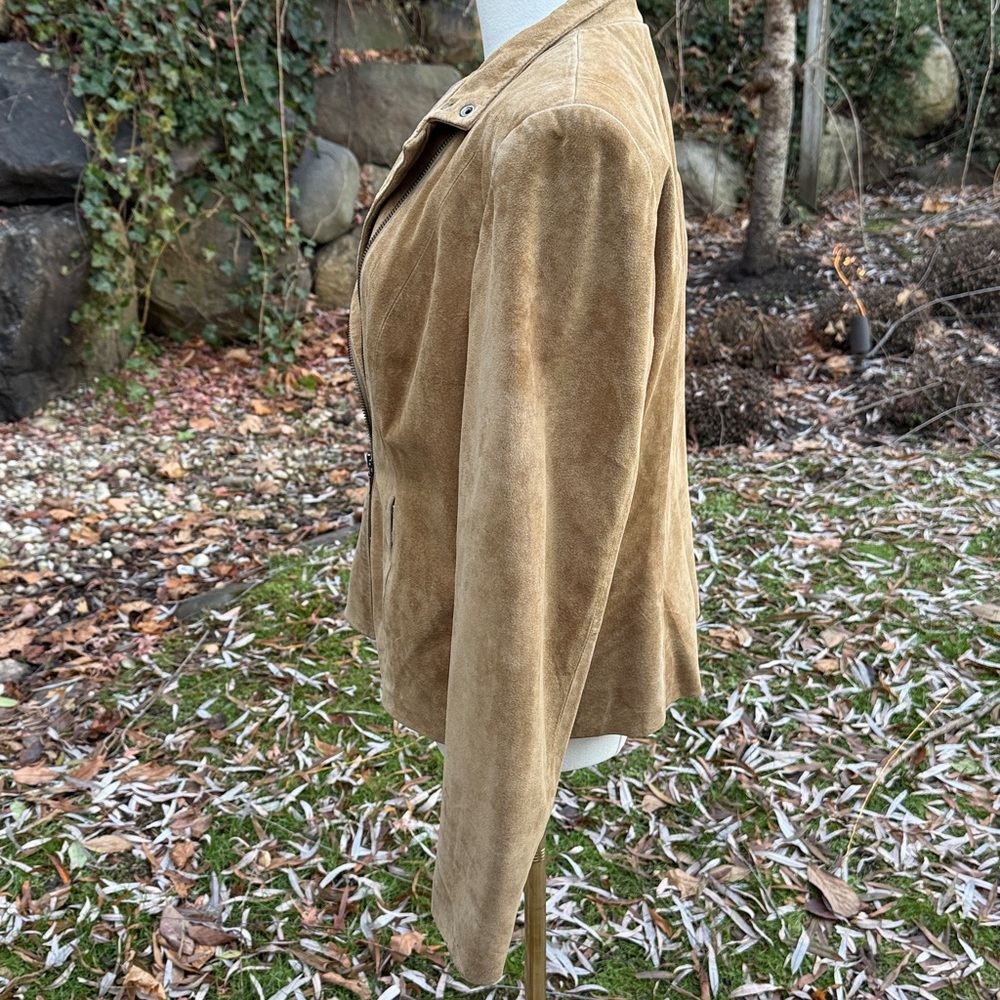 ALFANI π― LEATHER SUEDE CLASSIC JACKET -L PETITE π€©π₯ - Picture 5 of 9